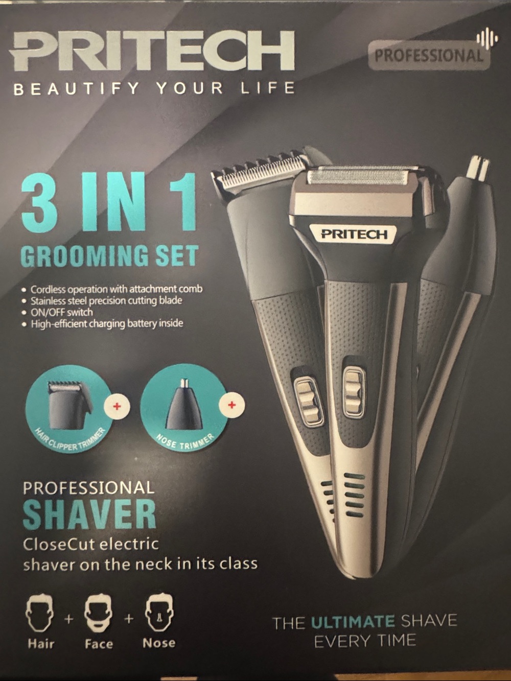 3-in-1 Men Grooming Shaver Trimmer - Black and Silver